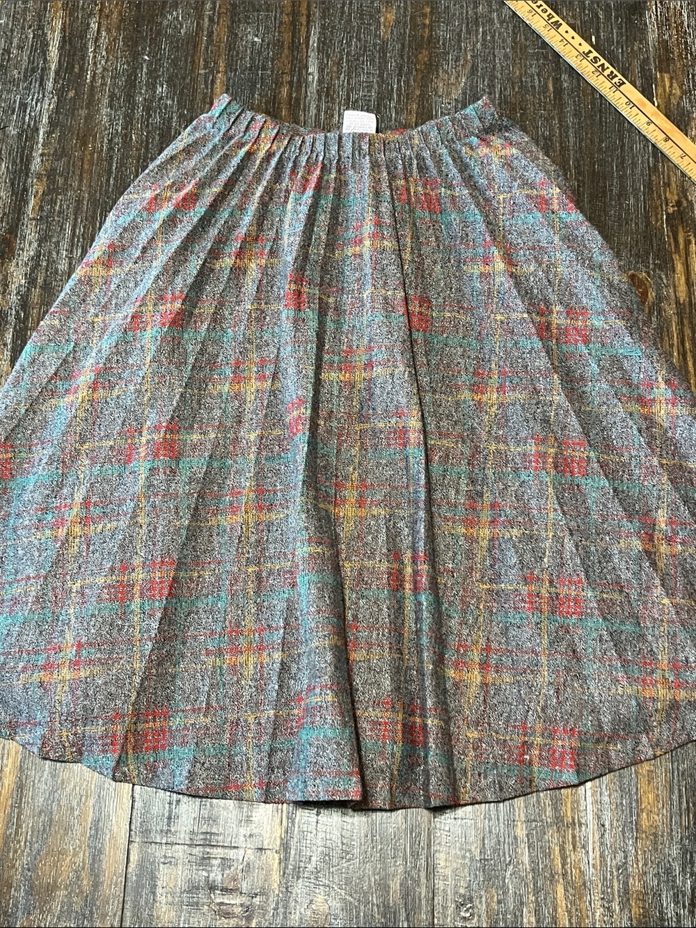 Vintage Graff California Ware Plaid A-Line Skirt Set in Multicolor Tweed - Picture 8 of 11